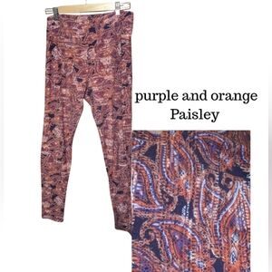 LuLaRoe Purple and Orange Paisley Leggings